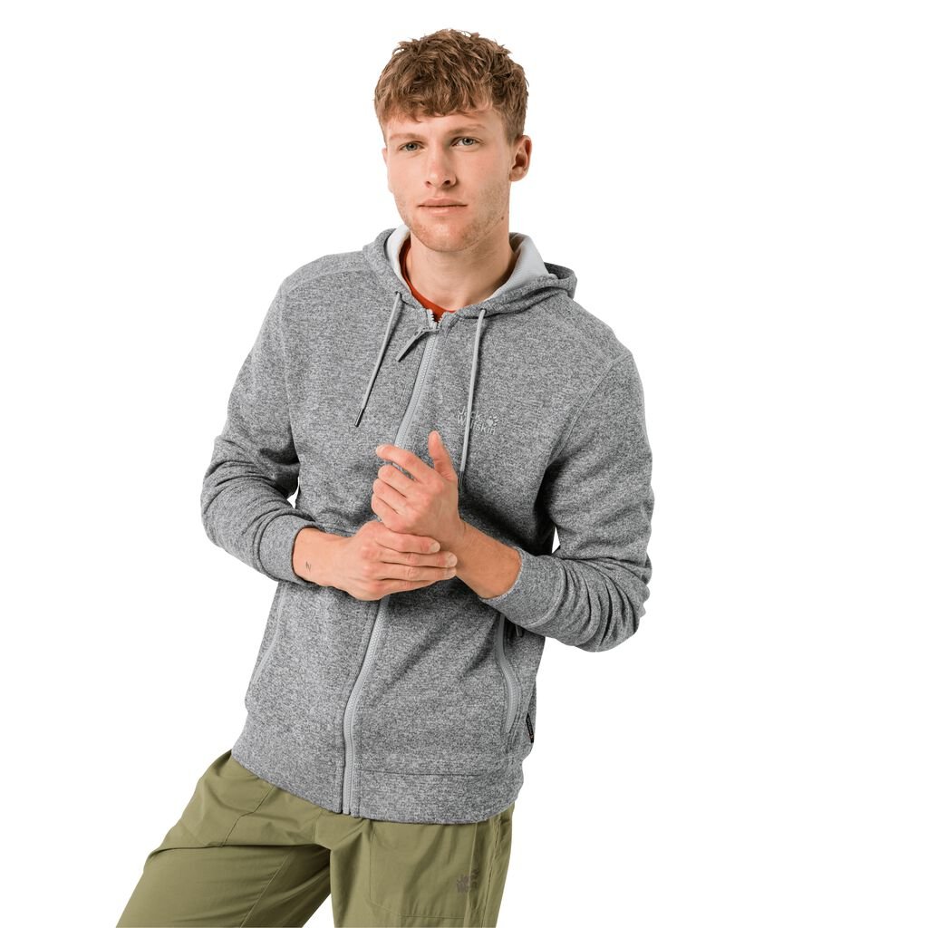 Jack Wolfskin FINLEY HOODED Férfi Fleece Kabát Szürke - ZXLYBO-703